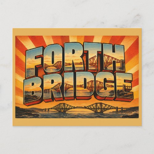 Forth Bridge Scotland Vintage Travel Art Postcard
