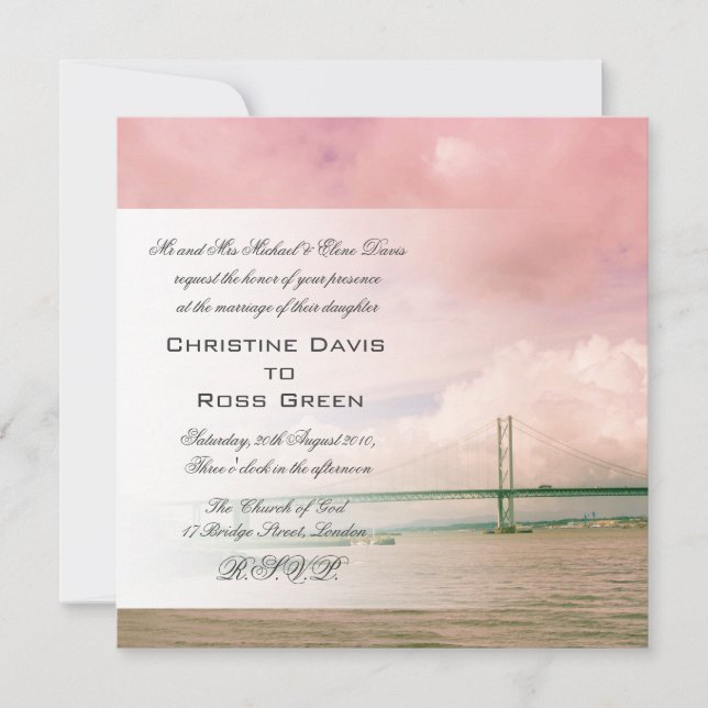 Forth Road Bridge, Edinburgh wedding invitation (Front)