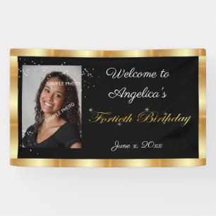 Fortieth Birthday, Gold Glitter, Sparkle Banner