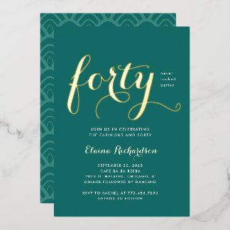 Fortieth Birthday Party Invitation Glamorous Foil Invitation