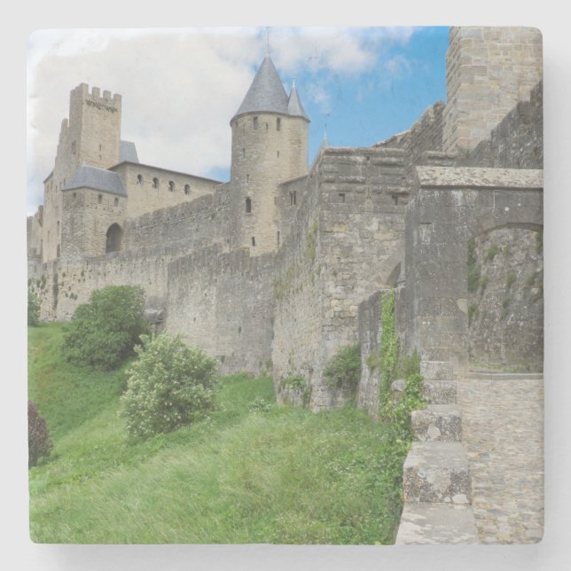 Fortified Wall of Carcassonne Stone Coaster (Front)
