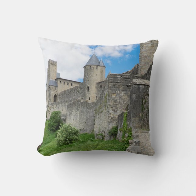 Fortified Wall of Carcassonne Throw Pillow (Front)