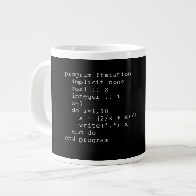 Fortran Source Code Giant Coffee Mug (Front Left)