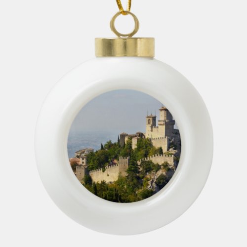 Fortress of Citt di San Marino Italy Ceramic Ball Christmas Ornament