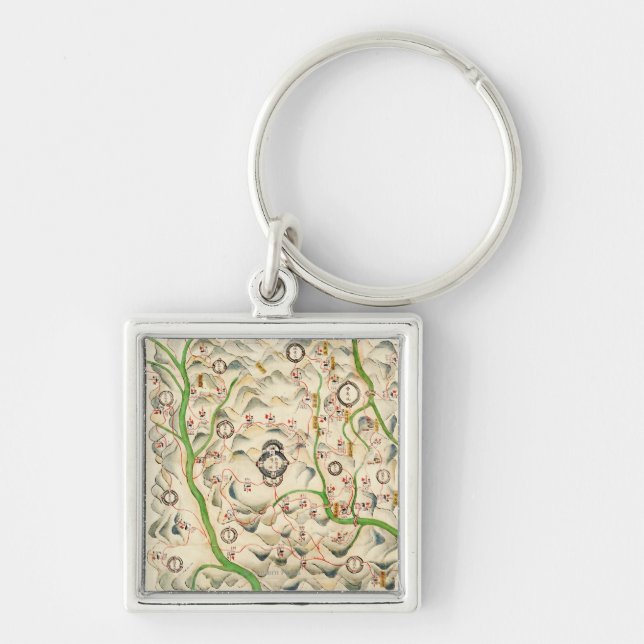 Fortresses in Xin Xi Ying, Yunnan Provence Map Keychain (Front)