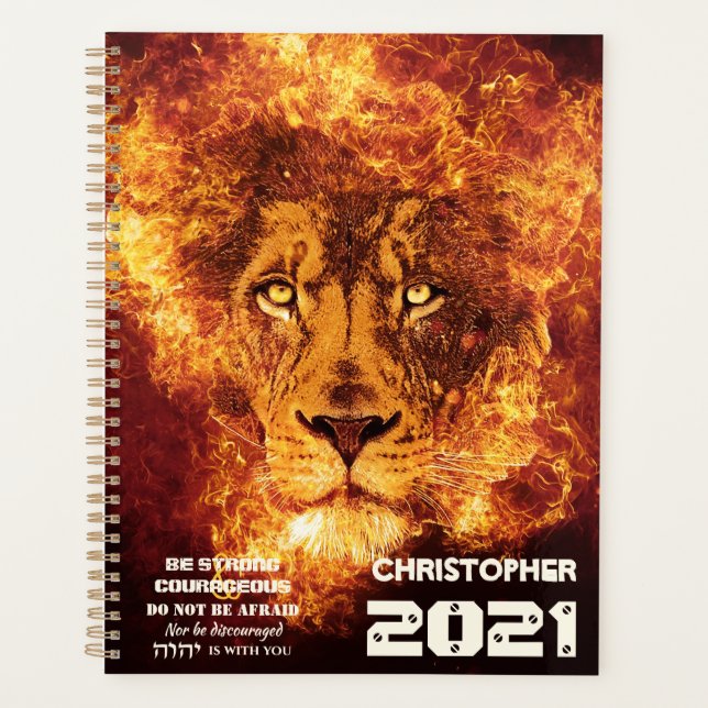 Fortuna Gold Flaming Lion of Judah Planner (Front)