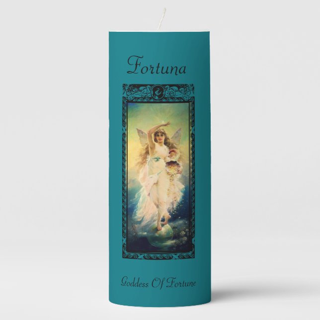 Fortuna Greek Goddess of Fortune! Pillar Candle (Front)