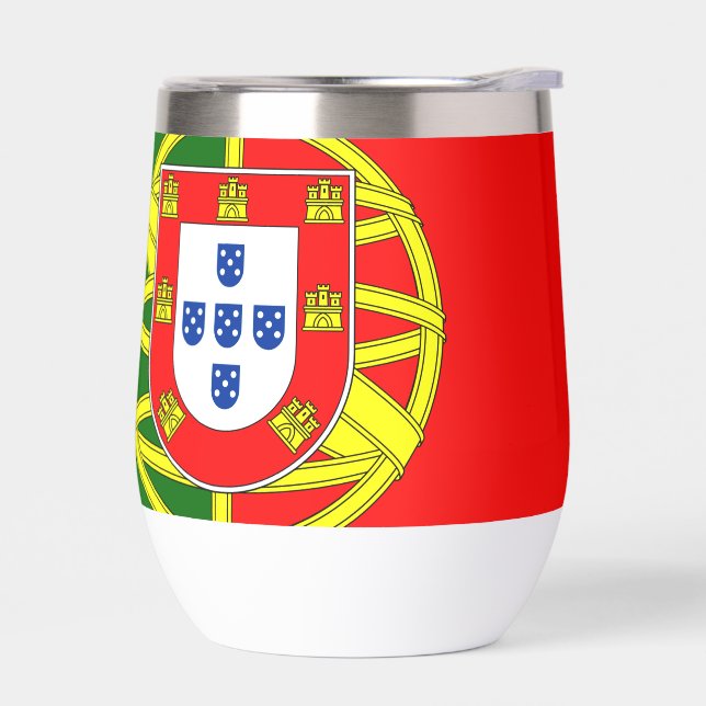 Fortunate Portuguese Flag Thermal Wine Tumbler (Left)