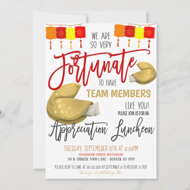 Fortune Cookie Appreciation Invitation (Front)