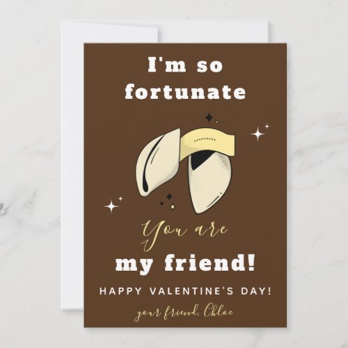 Fortune Cookie Friend Valentines Day Cute Brown Holiday Card