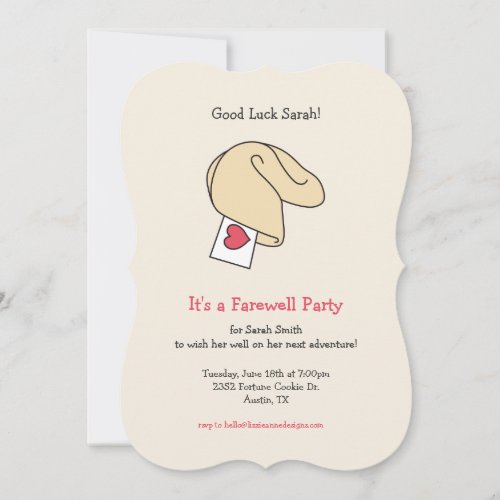 Fortune Cookie Good Luck  Farewell Invitation