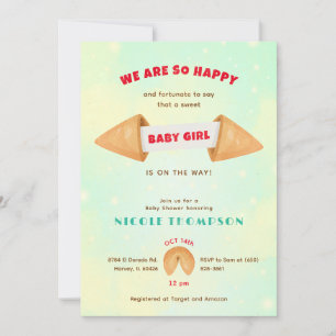 Fortune Cookie It's Baby Girl Cute Shower Sprinkle Invitation