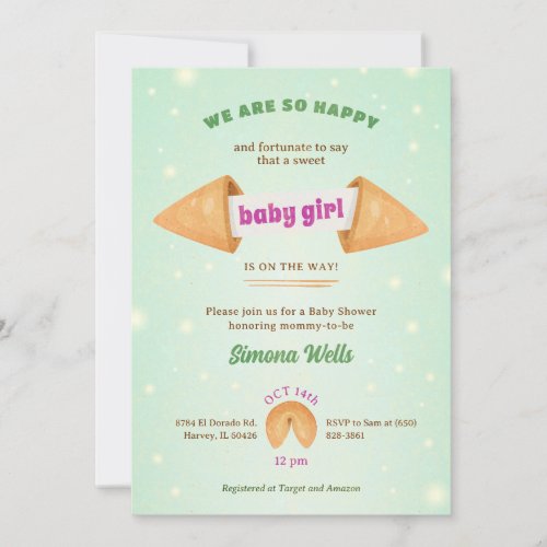 Fortune Cookie Its Baby Girl Cute Shower Sprinkle Invitation