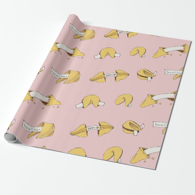 Fortune Cookie Pattern Wrapping Paper (Unrolled)