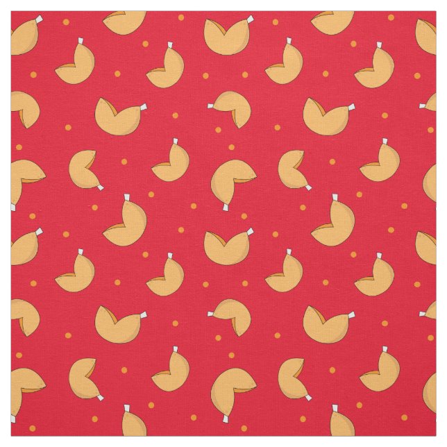 Fortune Cookie Red Chinese Good Luck Pattern Fabric (Swatch)