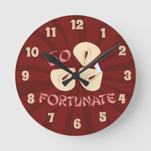 Fortune Cookie Time So Lucky Cartoon Round Clock