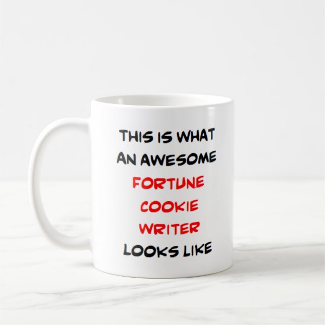 fortune cookie writer, awesome coffee mug (Left)