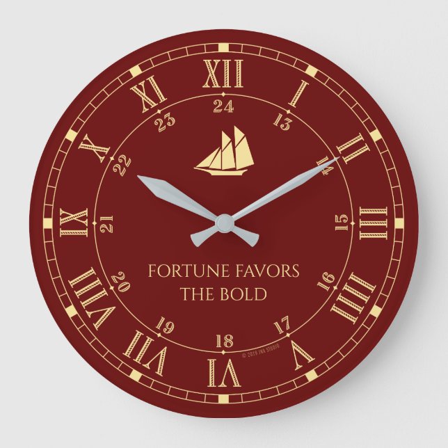 Fortune Favors The Bold Acrylic Wall Clock (Front)