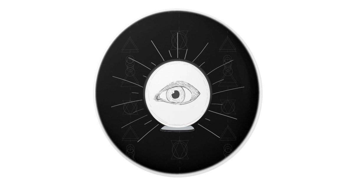 Fortune Teller Eye Seer Esoteric Crystal Ball Ceramic Knob