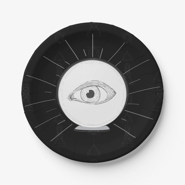 Fortune Teller Eye Seer Esoteric Crystal Ball Paper Plates (Front)