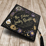Fortune Teller Future Looks Bright Graduation Cap Topper<br><div class="desc">A classy modern Fortune Teller Graduation Hat Topper. This design features a witchy vibe with the text "the future looks bright" with a planchette,  crystal ball,  skull,  and tarot cards</div>