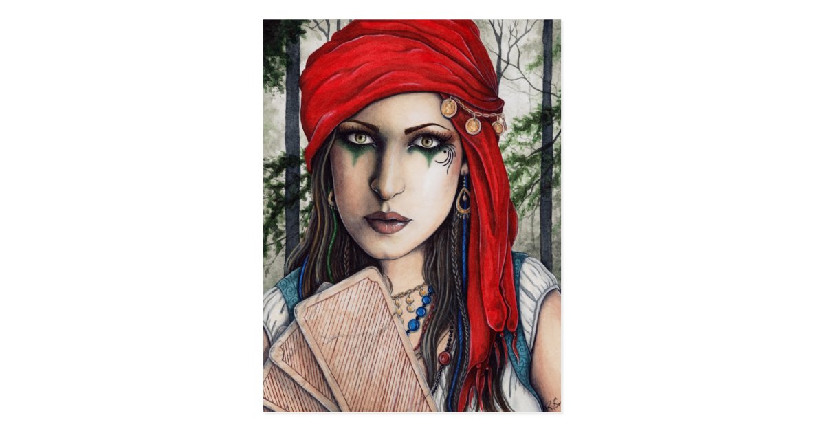 Fortune Teller Gypsy Tarot Art Postcard Zazzle Com