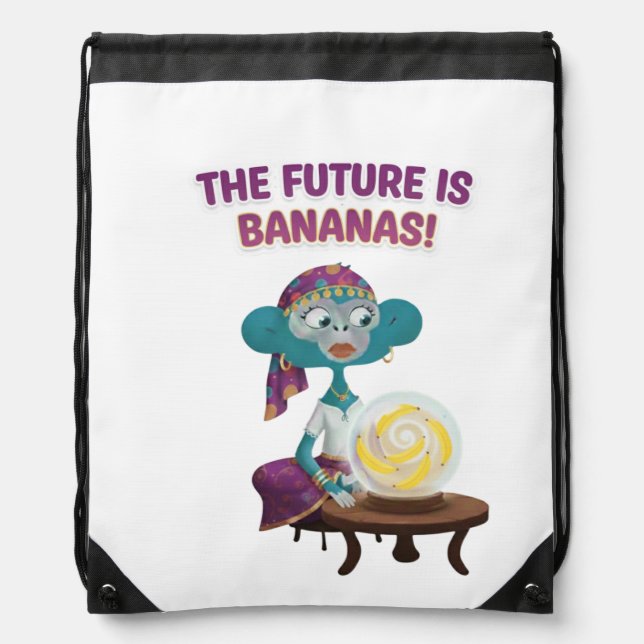 Fortune teller monkey drawstring bag (Front)