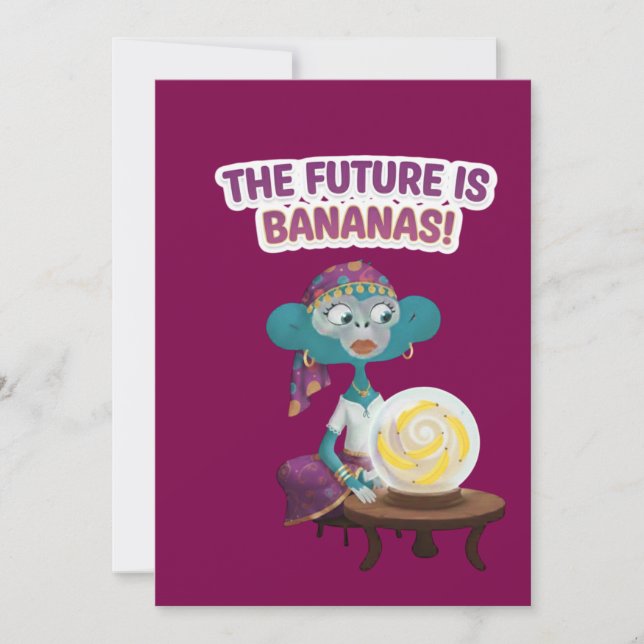 Fortune teller monkey invitation (Front)