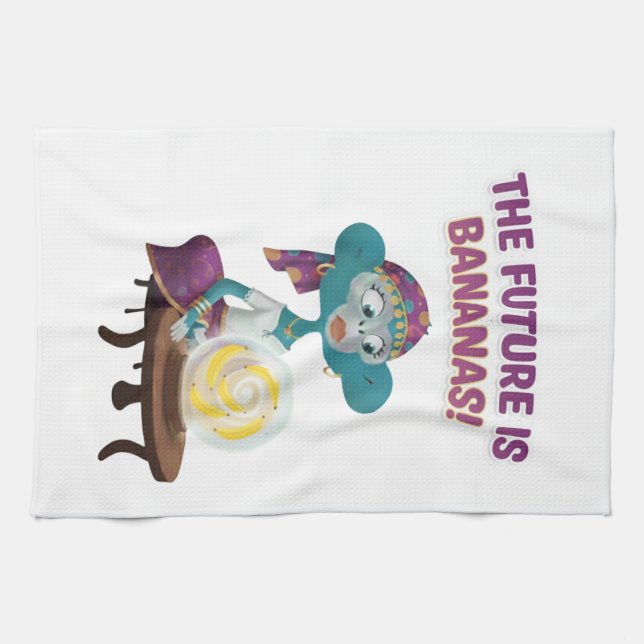 Fortune teller monkey kitchen towel (Horizontal)