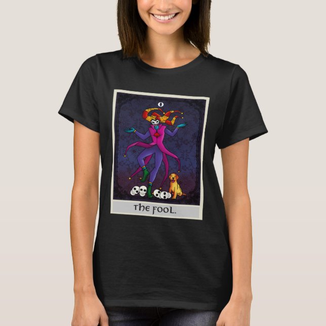 Fortune Teller Mythical The Fool with skulls Tarot T-Shirt (Front)