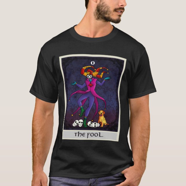Fortune Teller Mythical The Fool with skulls Tarot T-Shirt (Front)