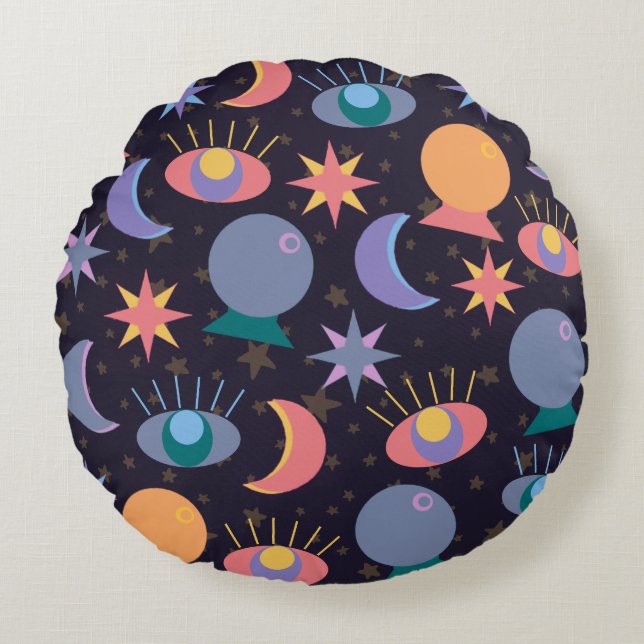 Fortune Teller Pattern Round Pillow (Front)