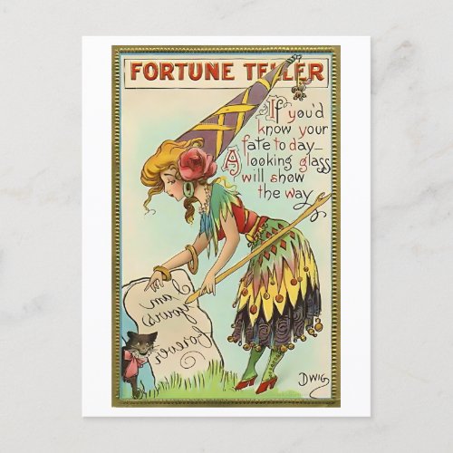 Fortune Teller Vintage Halloween Love Greeting Postcard
