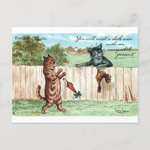 Fortune Telling Unexpected Gift by Louis Wain Postcard