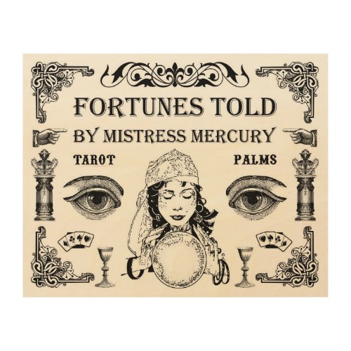 FORTUNES TOLD BY MISTRESS MERCURY WOOD WALL ART