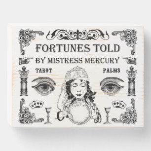 FORTUNES TOLD BY MISTRESS MERCURY WOODEN BOX SIGN