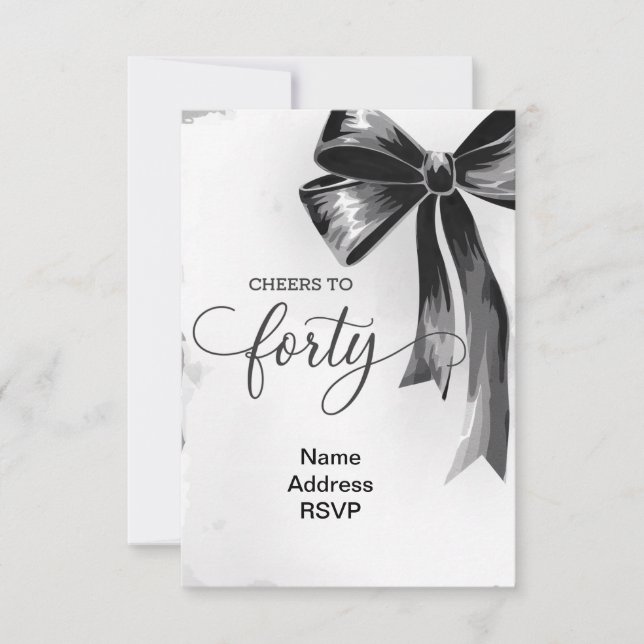 forty 40 birthday party invitation bow  (Front)