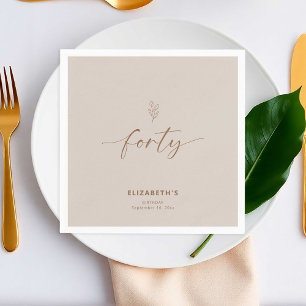 Forty 40th Birthday Elegant Minimal Napkins