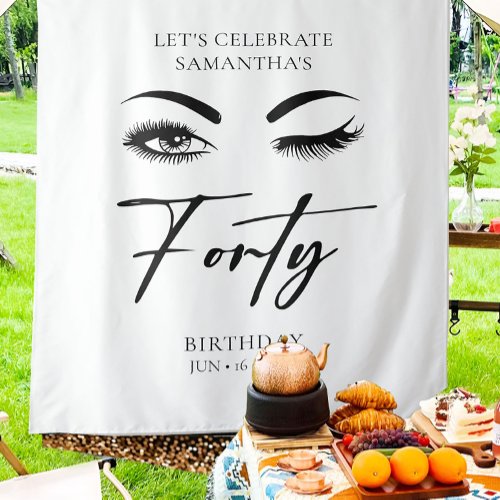 Forty 40th Birthday Party Backdrop Tapestry
