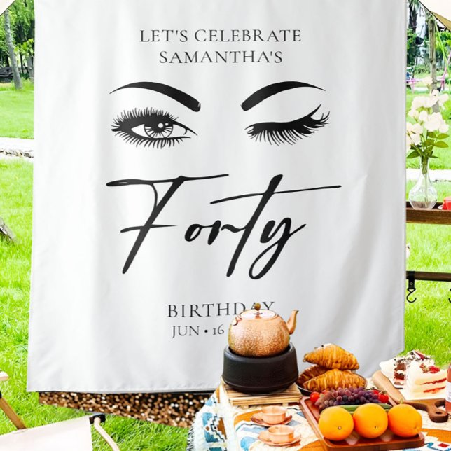 Forty 40th Birthday Party Backdrop Tapestry (Creator Uploaded)