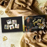 Forty 40th birthday photos black gold guest book<br><div class="desc">Forty gold script text one large photo and 12 instant snap style photos guest book. Personalize this 40th birthday party guest book with your own birthday girls or boys name and photos. Other years and matching items are available and can be created by request. © Original design by Sarah Trett...</div>