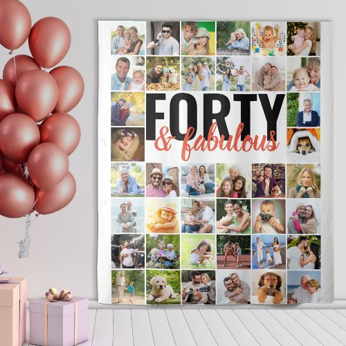Forty and Fabulous 40 Photo Collage Birthday Tapestry