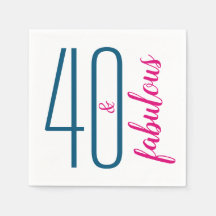 Forty and Fabulous Birthday Party Paper Napkin