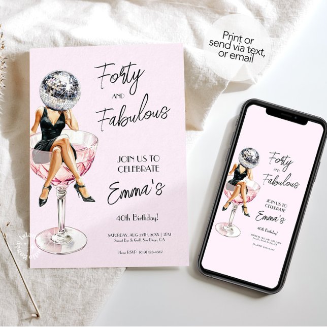 Forty and Fabulous Disco Birthday Custom Invite (Forty and Fabulous Disco Birthday Custom Invite)