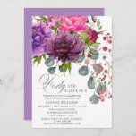 Forty and Fabulous Elegant Floral 40th Birthday Invitation<br><div class="desc">Forty and Fabulous Elegant Floral 40th Birthday Invitations features a stylish watercolor flower bouquet in pink,  purple and burgundy with greenery. Simply add your custom text for your fortieth birthday invitations. Personalized by editing the text in the text boxes provided. Designed by ©Evco Studio www.zazzle.com/store/evcostudio</div>