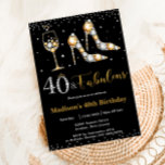 Forty and Fabulous High Heel Bubbly 40th Birthday Invitation<br><div class="desc">Personalize this modern chic 40 & Fabulous 40th birthday party invitation with your own wording and party details easily and quickly,  simply press the customize it button to further re-arrange and format the style and placement of the text.   Matching items available in store!  (c) The Happy Cat Studio</div>