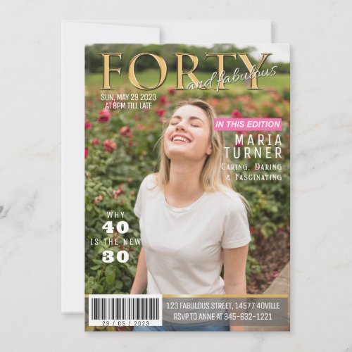 Forty and Fabulous Magazine Style Invitation