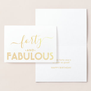 Forty and Fabulous Simple Stylish Happy Birthday Foil Card