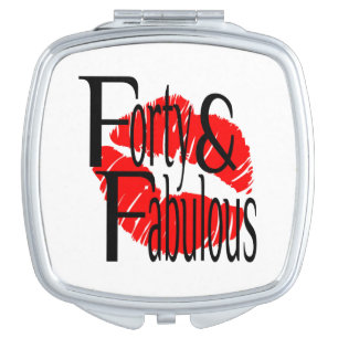 Forty and Fabulous with Hot Red Lips Compact Mirror