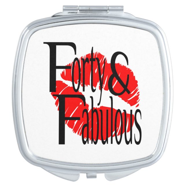 Forty and Fabulous with Hot Red Lips Compact Mirror (Front)